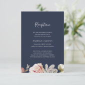 Moderne Blush Bloral | Hochzeitsempfang der Marine Begleitkarte (Stehend Vorderseite)