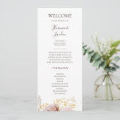 Moderne Blush Bloral | Hochzeitsprogramm Programm (Stehend Vorderseite)