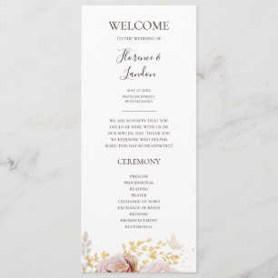 Moderne Blush Bloral   Hochzeitsprogramm Programm
