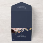 Moderne Blush Bloral | Navy Frame Siegel and Send All In One Einladung (Außenbereich)