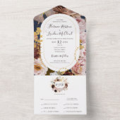 Moderne Blush Bloral | Navy Frame Siegel and Send All In One Einladung (Innen Boden)