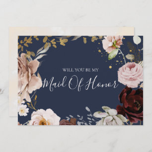 Moderne Blush Bloral   Navy Trauzeugin Card Einladung