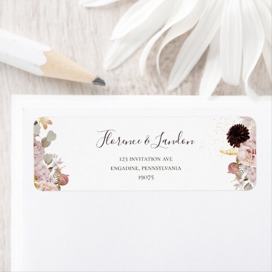 Moderne Blush Bloral | Rücksendeadresse (Insitu)