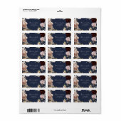 Moderne Blush Bloral | Rücksendeadresse der Marine Adressaufkleber (Vorne)