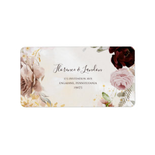 Moderne Blush Bloral   UAWG aus Marmor Adressaufkleber