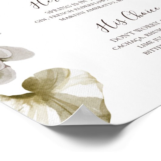 Moderne Blush Bloral | Unterschrift Drinks Poster (Ecke)