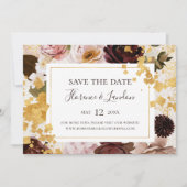 Moderne Blush Bloral | Wasserfarbe Horizontal Gere Save The Date (Vorderseite)