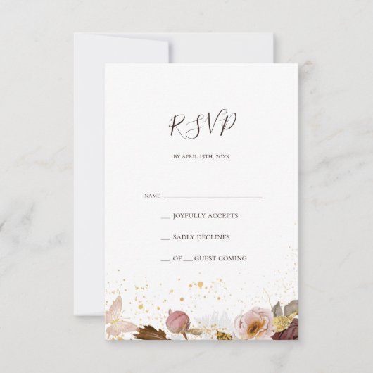 Moderne Blush Bloral | Watercolor RSVP Card (Vorderseite)