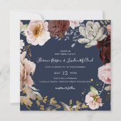 Moderne Blush Bloral | Wraath Wedding Square Einladung (Vorderseite)