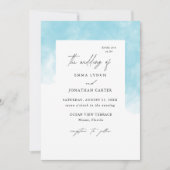 Moderne Blush Blue Watercolor Einladung zur Hochze (Vorderseite)