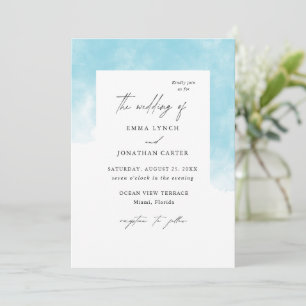 Moderne Blush Blue Watercolor Einladung zur Hochze