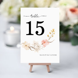 Moderne Blush-Blumen Elegante Frühlingshochzeit Tischnummer