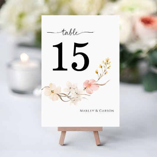 Moderne Blush-Blumen Elegante Frühlingshochzeit Tischnummer