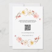 Moderne Blush-Blumen-QR-Code-Hochzeit Alles in Ein Einladung (Rückseite)