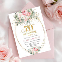 Moderne Blush-Blumen-Vorlage 70. Geburtstags-Einla