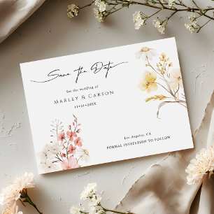 Moderne Blush-Blumen-Wildblumen-Hochzeit im Frühli Save The Date
