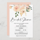 Moderne Blush Boho Bloral Bridal Dusche Einladung (Vorne/Hinten)