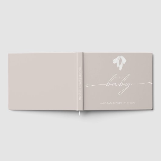 Moderne Blush Bow Baby Dusche Gästebuch (Voll)