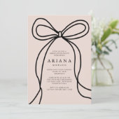Moderne Blush Bow Foto Graduation Party Einladung (Stehend Vorderseite)