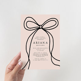 Moderne Blush Bow Graduation Party Einladung