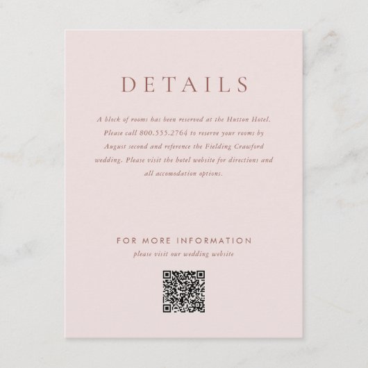 Moderne Blush Brown Monogram Earth Tone Wedding Begleitkarte (Vorderseite)
