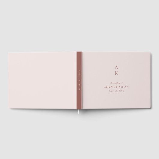 Moderne Blush Brown Monogram Earth Tone Wedding Gästebuch (Voll)