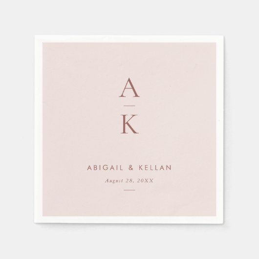 Moderne Blush Brown Monogram Earth Tone Wedding Serviette (Vorderseite)