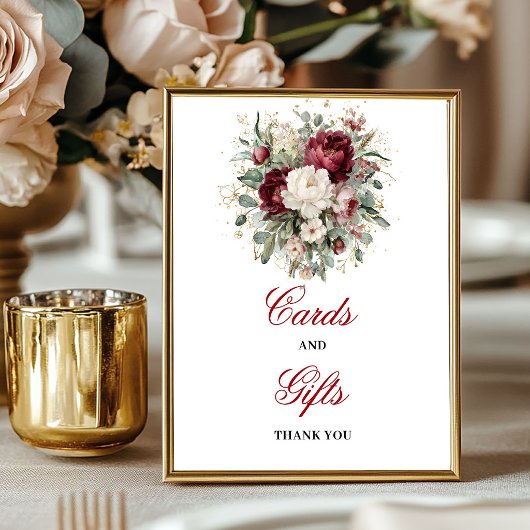 Moderne Blush-Burgunder-Karten-und-Geschenke-Tisch Poster