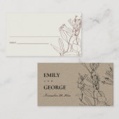 MODERNE BLUSH CREAM LINIE ZEICHNEND FLORALE PLATZK VISITENKARTE (Vorne/Hinten)
