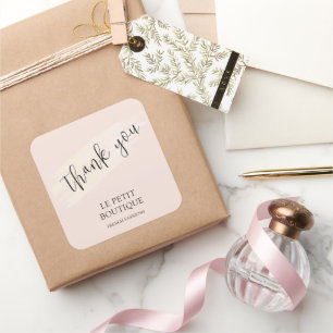 Moderne Blush Dankeschön Verpackung Versand Quadratischer Aufkleber