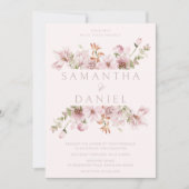 Moderne Blush & Dusty Rose Blumenzehen Einladung (Vorderseite)