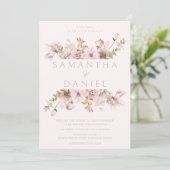 Moderne Blush & Dusty Rose Blumenzehen Einladung (Stehend Vorderseite)