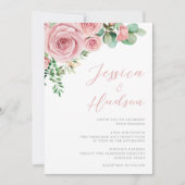 Moderne Blush Elegante Botanische Hochzeit Einladung (Vorderseite)
