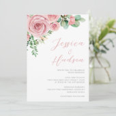 Moderne Blush Elegante Botanische Hochzeit Einladung (Stehend Vorderseite)