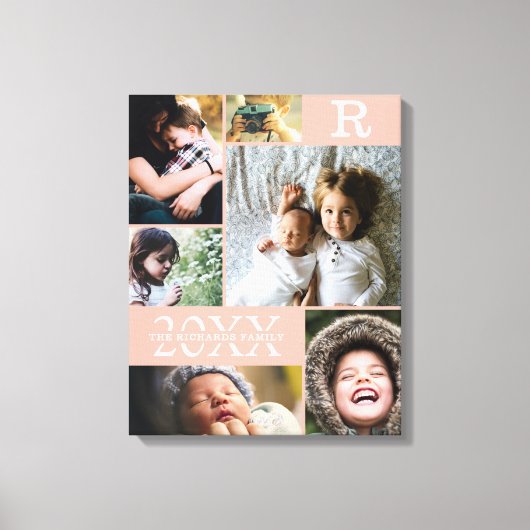 Moderne Blush-Farbblock-Reihe 6 FotoCollage Leinwanddruck (Vorderseite)