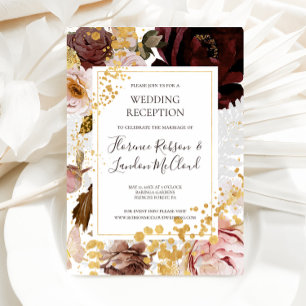 Moderne Blush Floral   Hochzeitsempfang Einladung