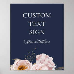 Moderne Blush Floral   Marineblaue Karten und Gesc Poster