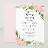 Moderne Blush Floral Watercolor Babydusche