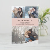 Moderne Blush-FotoCollage Rettete unser Datum Save The Date (Stehend Vorderseite)