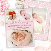 Moderne Blush Girl Geburtshilfeverkündung Foto Col Ankündigung