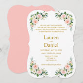 Moderne Blush Gold Blume Klassische Hochzeit Einladung (Vorne/Hinten)