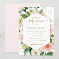 Moderne Blush Gold Floral Baby Dusche