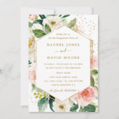 Moderne Blush Gold Floral Engagement Party einlade Einladung (Vorderseite)