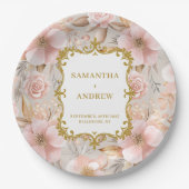 Moderne Blush Gold Hochzeitspapier-Teller Pappteller (Vorderseite)