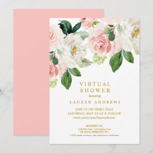 Moderne Blush Gold Virtual Bridal oder Babydusche Einladung