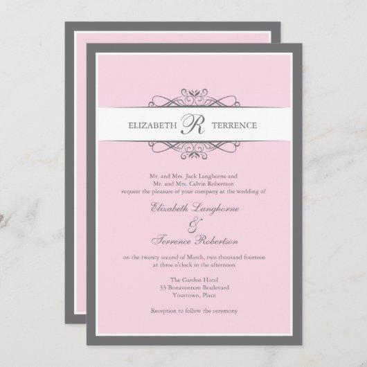 Moderne Blush Hochzeit Einladung (Vorne/Hinten)