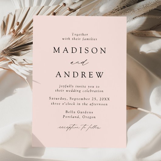 Moderne Blush Hochzeit Einladung