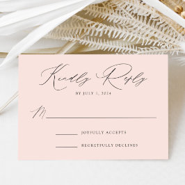 Moderne Blush Hochzeit RSVP Karte