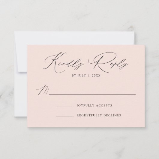 Moderne Blush Hochzeit RSVP Karte (Vorderseite)