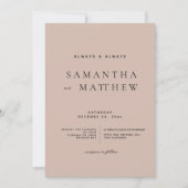 Moderne Blush-Klassiker QR-Code Foto-Hochzeit Einladung (Vorderseite)